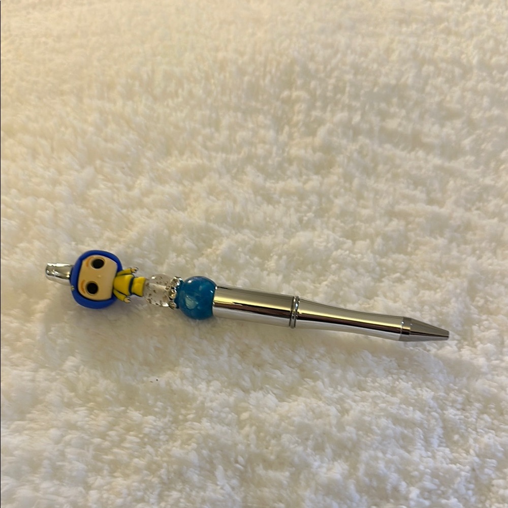 Silver Pen with Blue and Yellow Charm